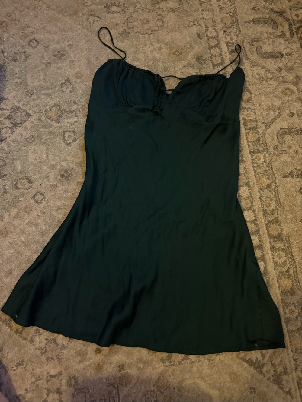 PINK Victoria's Secret Dark Green Lounge silk dress